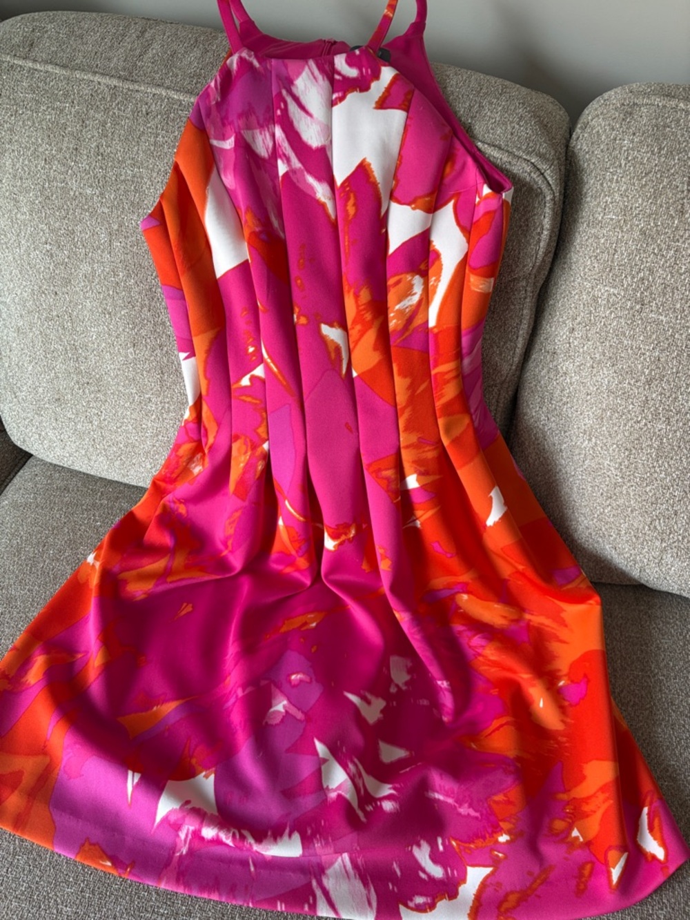 Vince Camuto Pink & Orange Abstract Print Mini Dress
